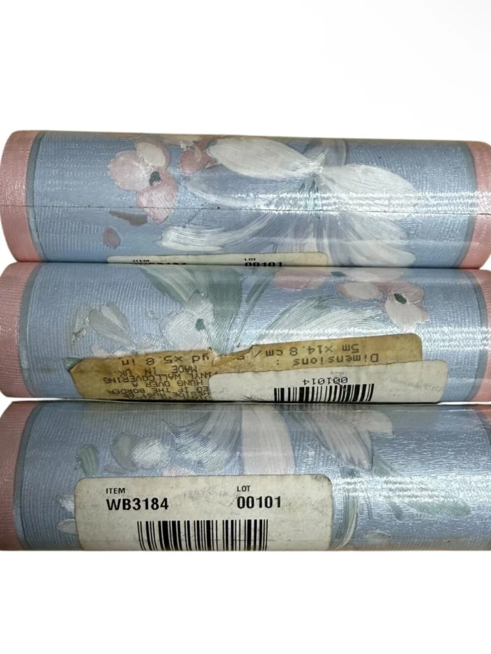 3 Rolls Vintage Wallpaper Border Textured Floral Pink Blue French Victorian NEW
